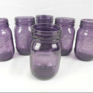 6 Mason Jars Anniversary edition purple